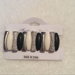 Black and White Rhinestone Stretch Bracelet NWT